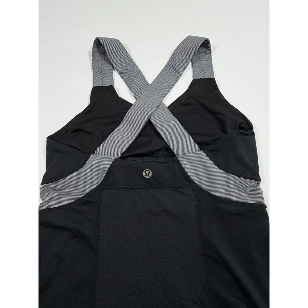 Lululemon Cross Back Tank Black Grey Workout Top Size 6